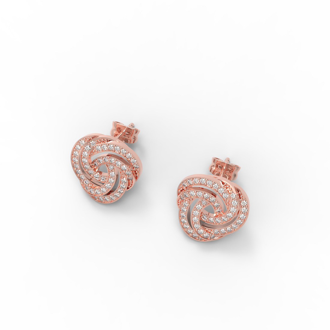 Spiral Bloom Trinity Dazzling Stud Earring, Hallmarked 925 Sterling Silver