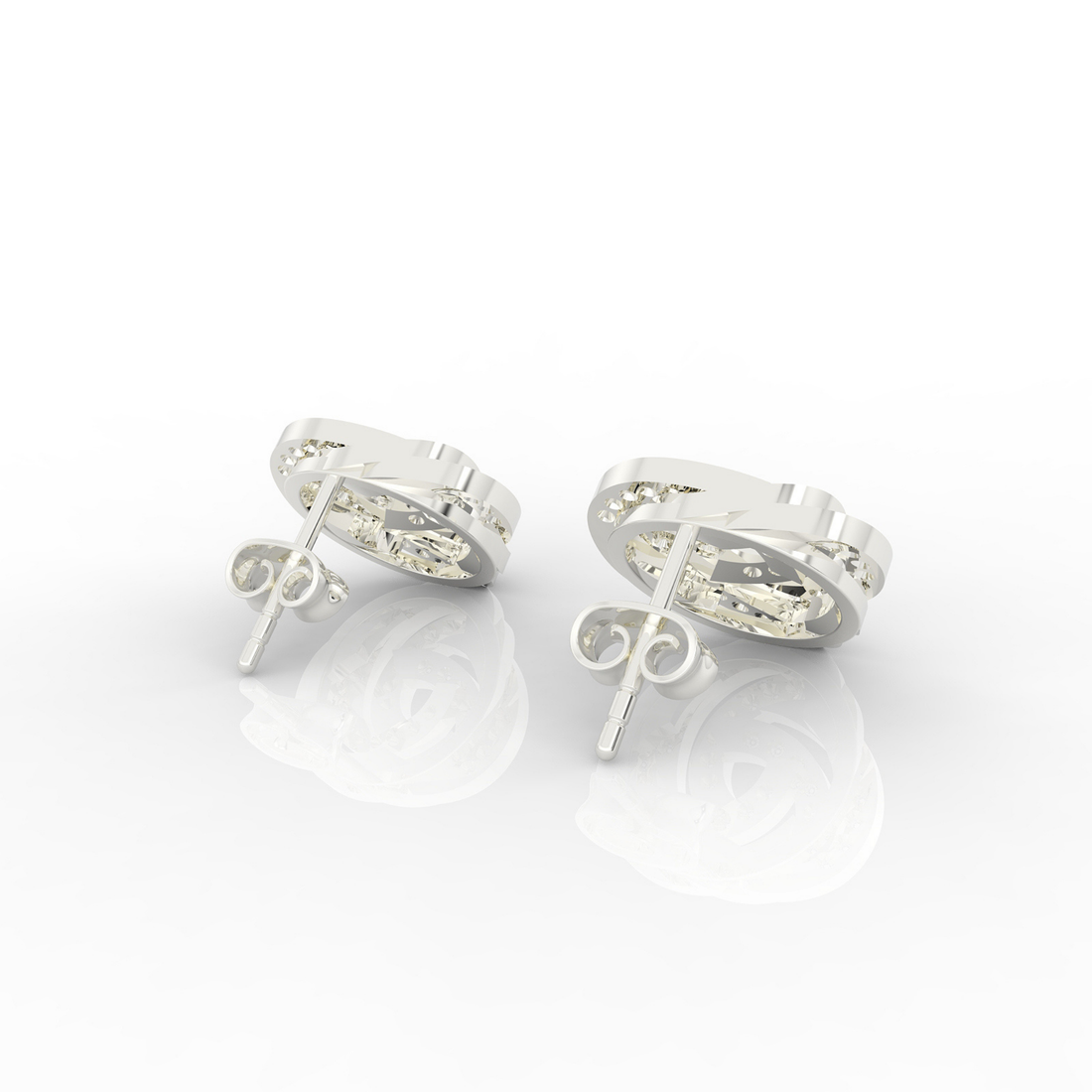 Spiral Bloom Trinity Dazzling Stud Earring, Hallmarked 925 Sterling Silver