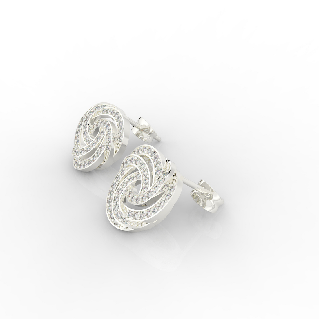 Spiral Bloom Trinity Dazzling Stud Earring, Hallmarked 925 Sterling Silver