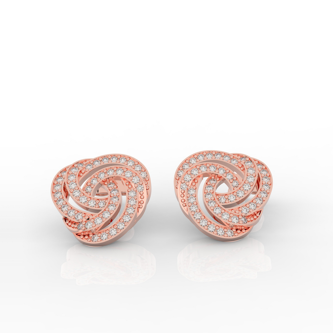 Spiral Bloom Trinity Dazzling Stud Earring, Hallmarked 925 Sterling Silver