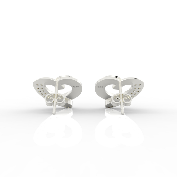Trendy Heart Shape Partywear Stud Earrings, Hallmarked 925 Sterling Silver
