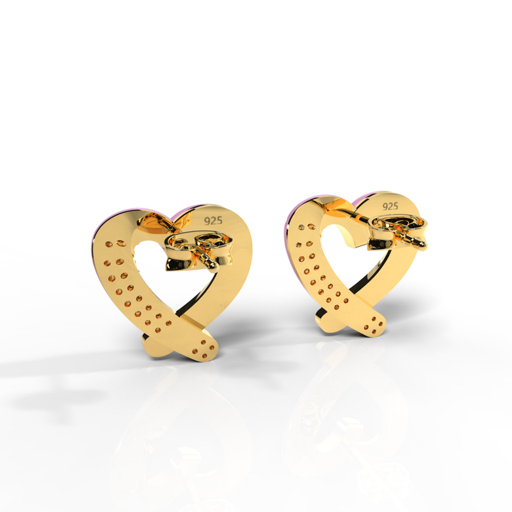 Trendy Heart Shape Partywear Stud Earrings, Hallmarked 925 Sterling Silver
