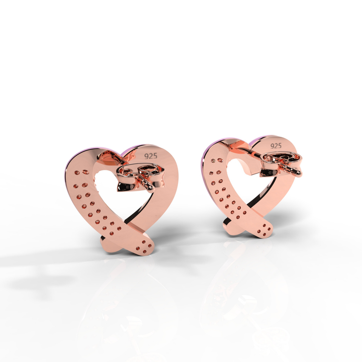 Trendy Heart Shape Partywear Stud Earrings, Hallmarked 925 Sterling Silver