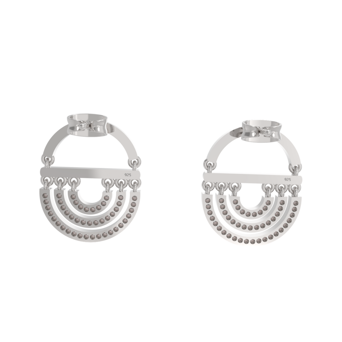 Water Twin Drop Dangle Earrings, Hallmarked 925 Sterling Silver