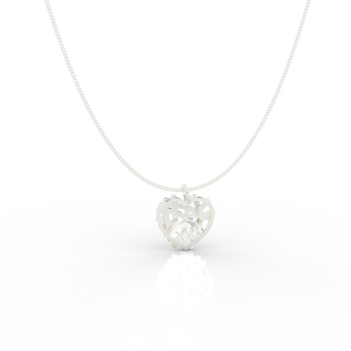 Wired Heart Shaped Pendant- Hallmarked 925 Sterling Silver