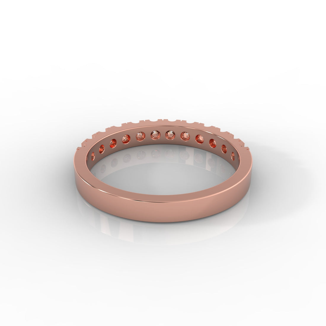 Chunky Pave Set Wedding Dome Band, Hallmarked 925 Sterling Silver Rose Gold