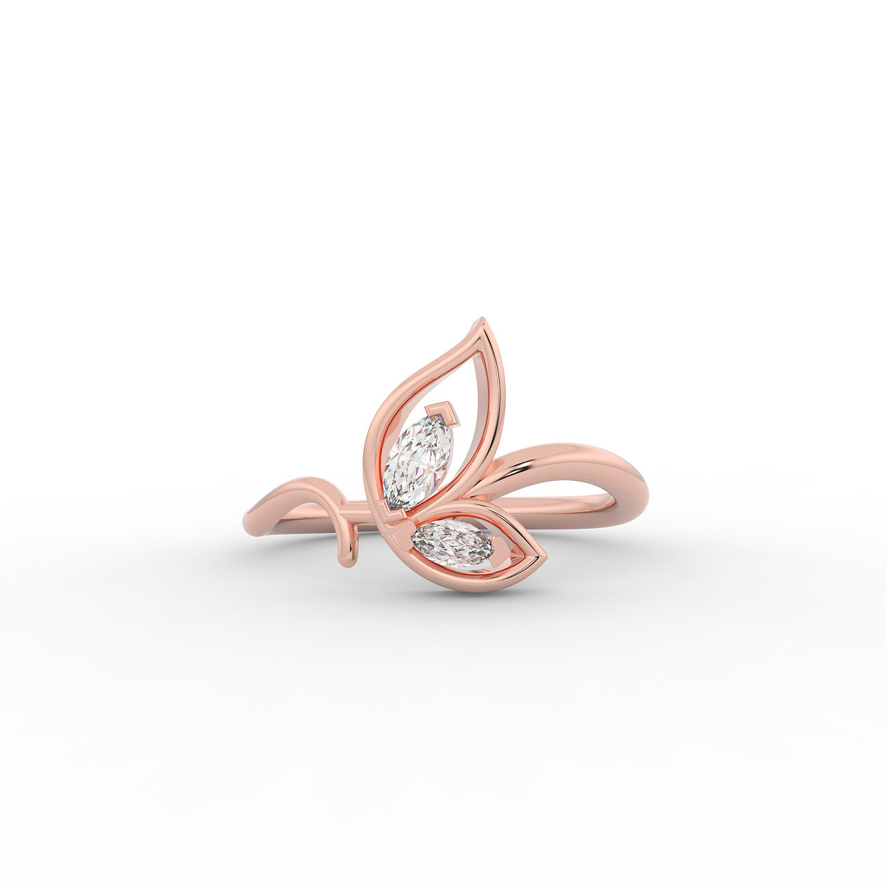 Sassy Winged Shaped Ring – Hallmarked 925 Sterling Silver Rose Gold Plated | Bold & Elegant Jewelry
