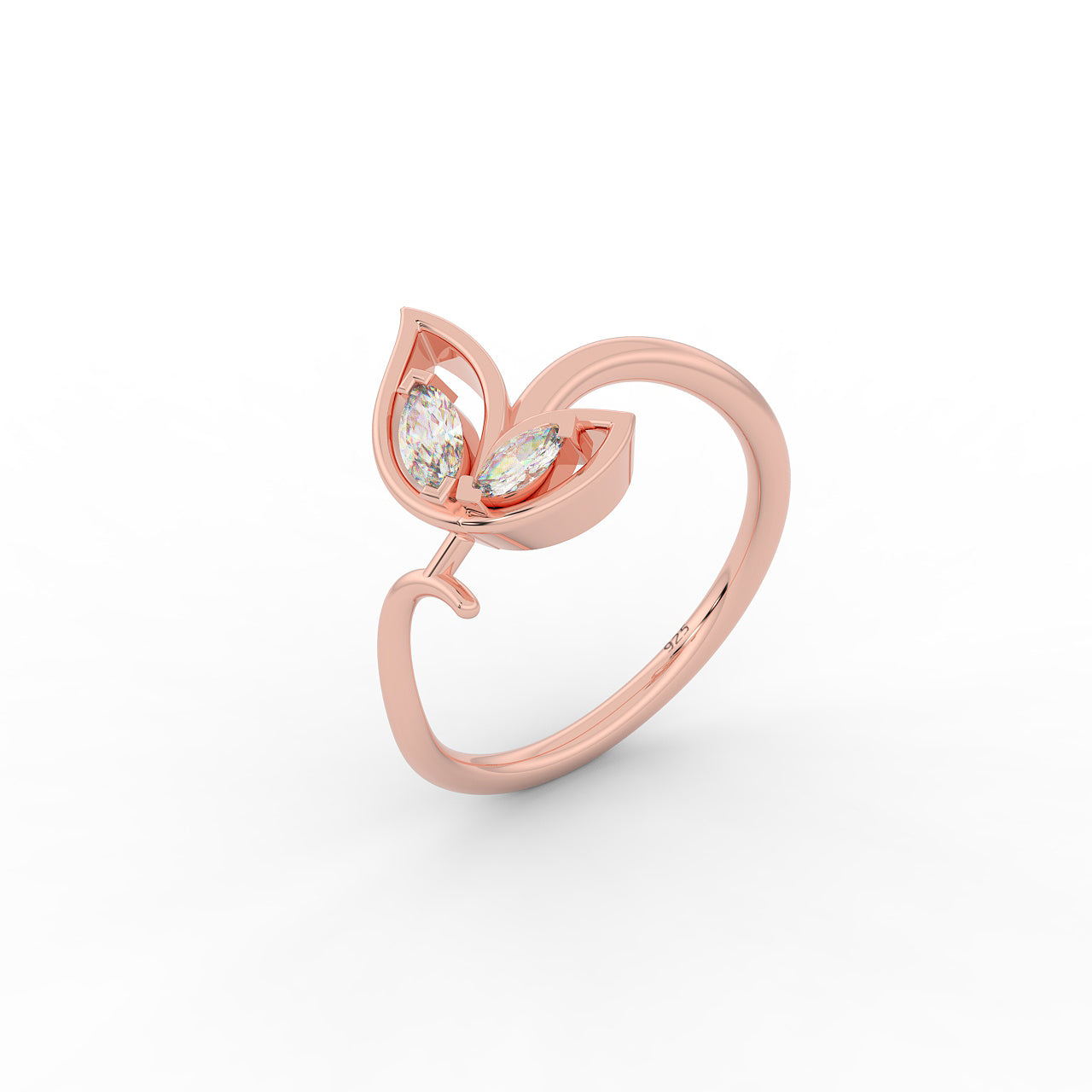 Sassy Winged Shaped Ring – Hallmarked 925 Sterling Silver Rose Gold Plated | Bold & Elegant Jewelry