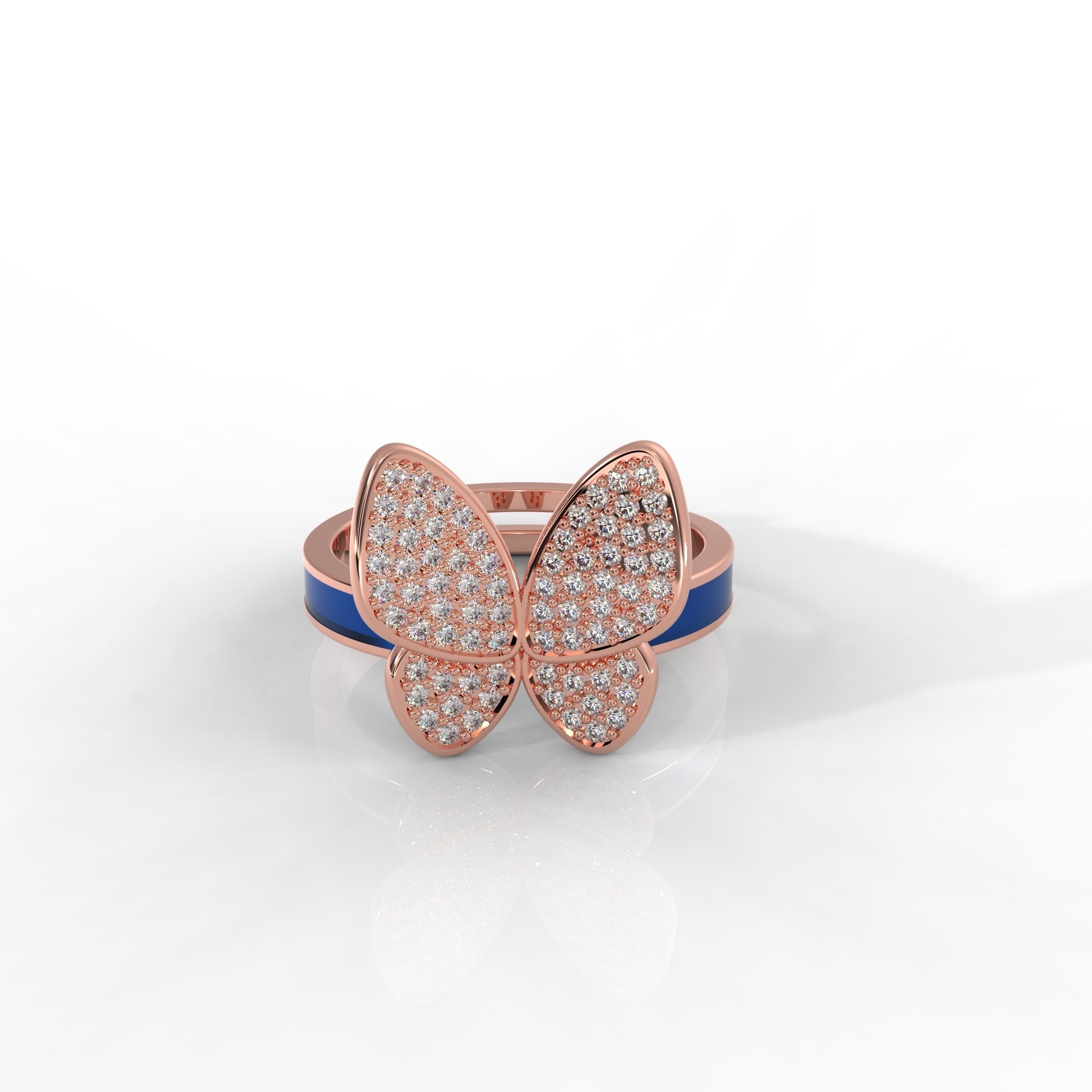 Personalized Butterfly Ring for Women – Hallmarked 925 Sterling Silver with Rose Gold Plating and Blue Enamel, Perfect for Every Occasion