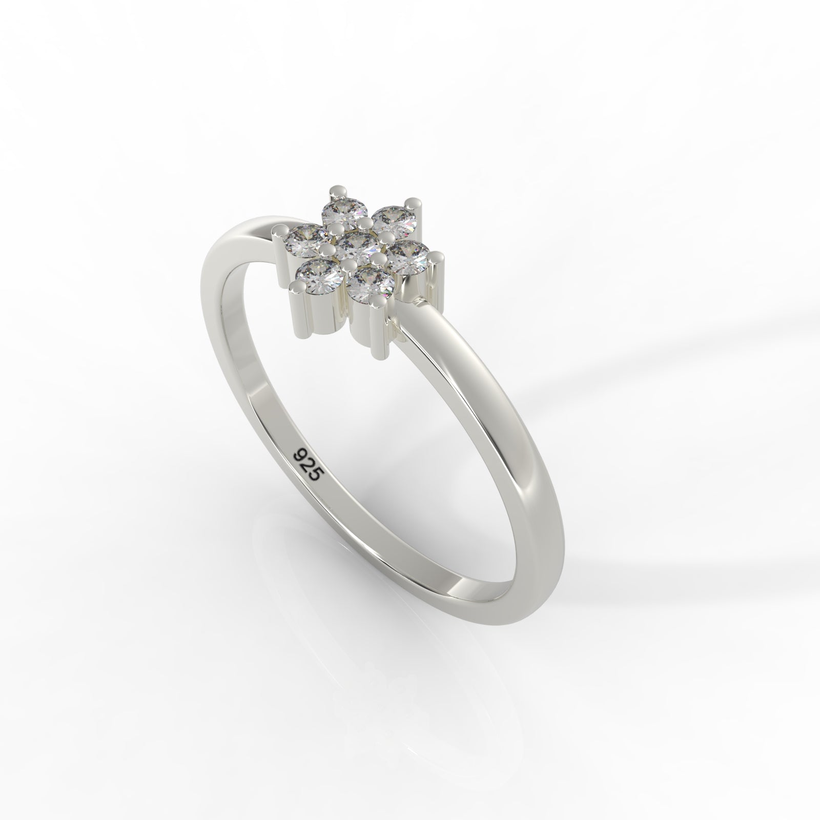 Flower Design Dainty Statement Ring, Hallmarked 925 Sterling Silver