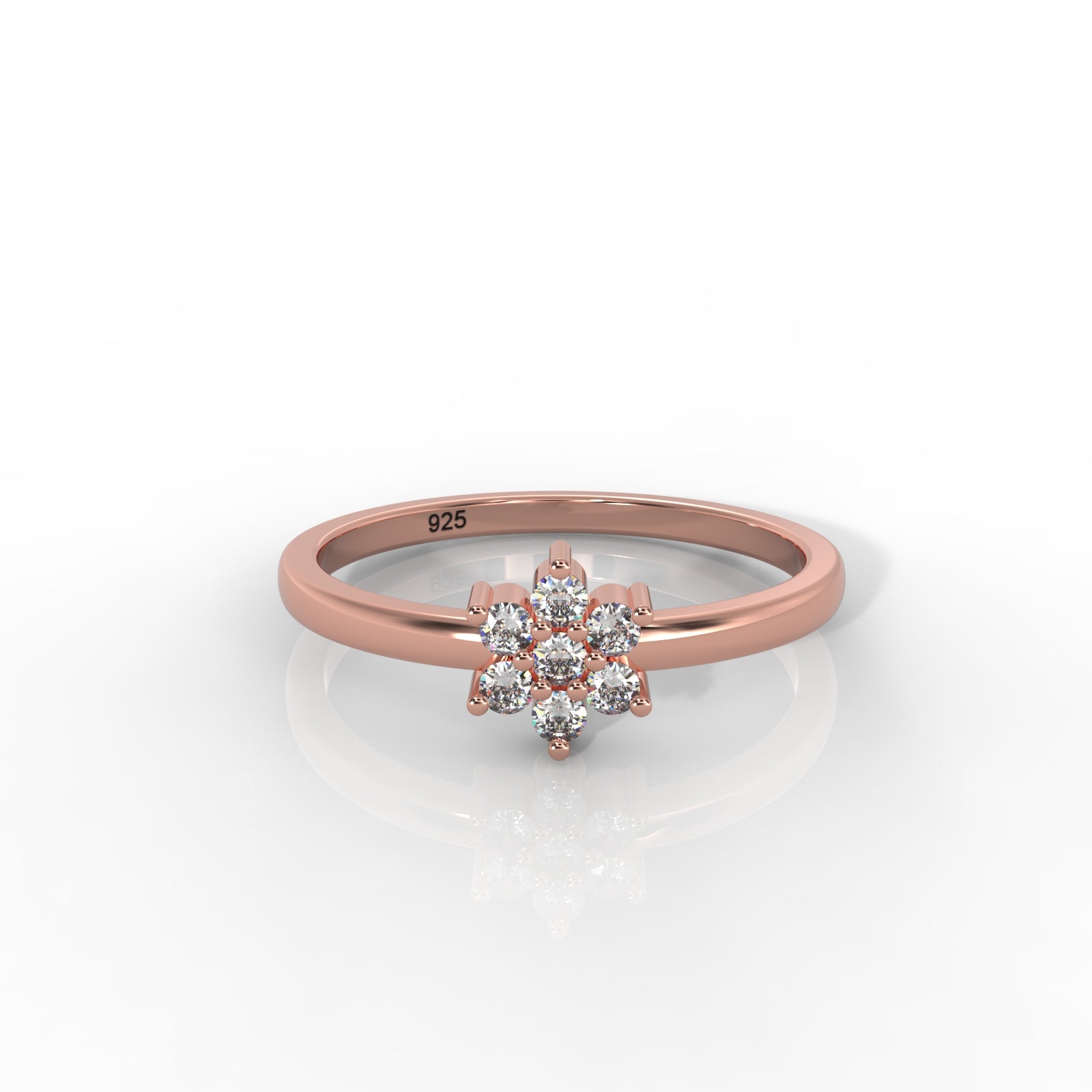 Flower Design Dainty Statement Ring, Hallmarked 925 Sterling Silver
