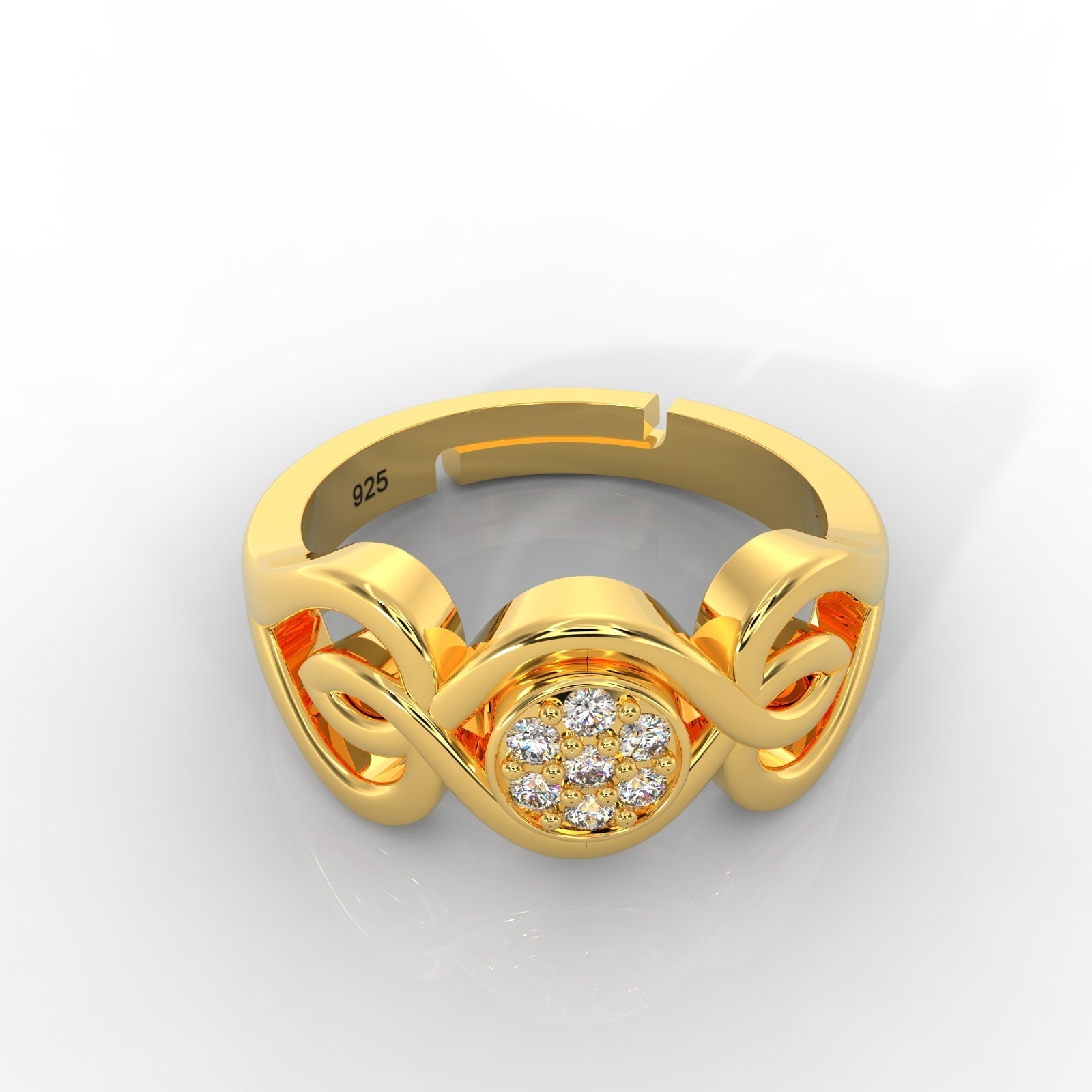 Modern Engagement Ring for Her – Hallmarked 925 Sterling Silver Yellow Gold Plated | Elegant & Timeless Jewelry