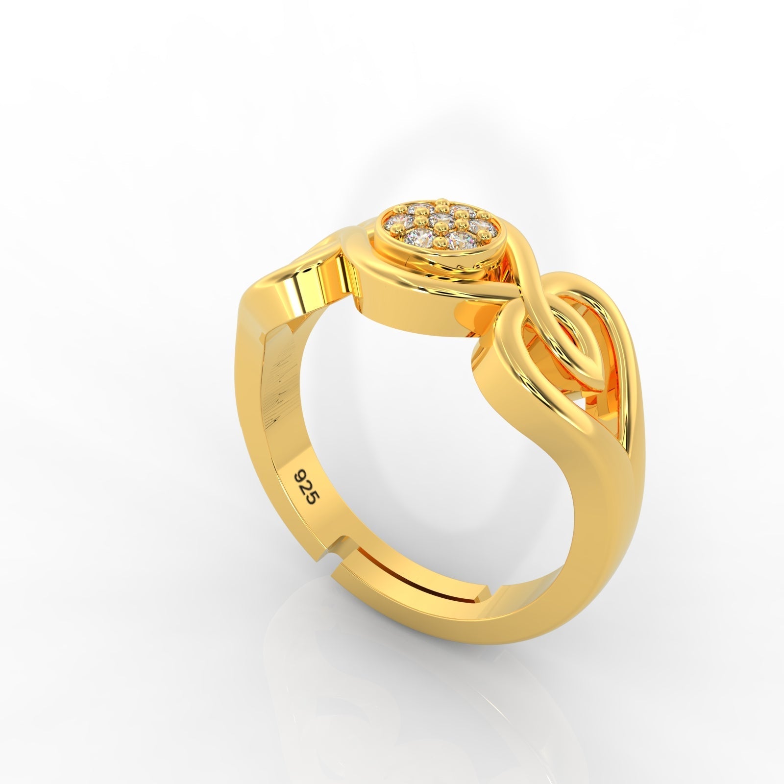 Modern Engagement Ring for Her – Hallmarked 925 Sterling Silver Yellow Gold Plated | Elegant & Timeless Jewelry