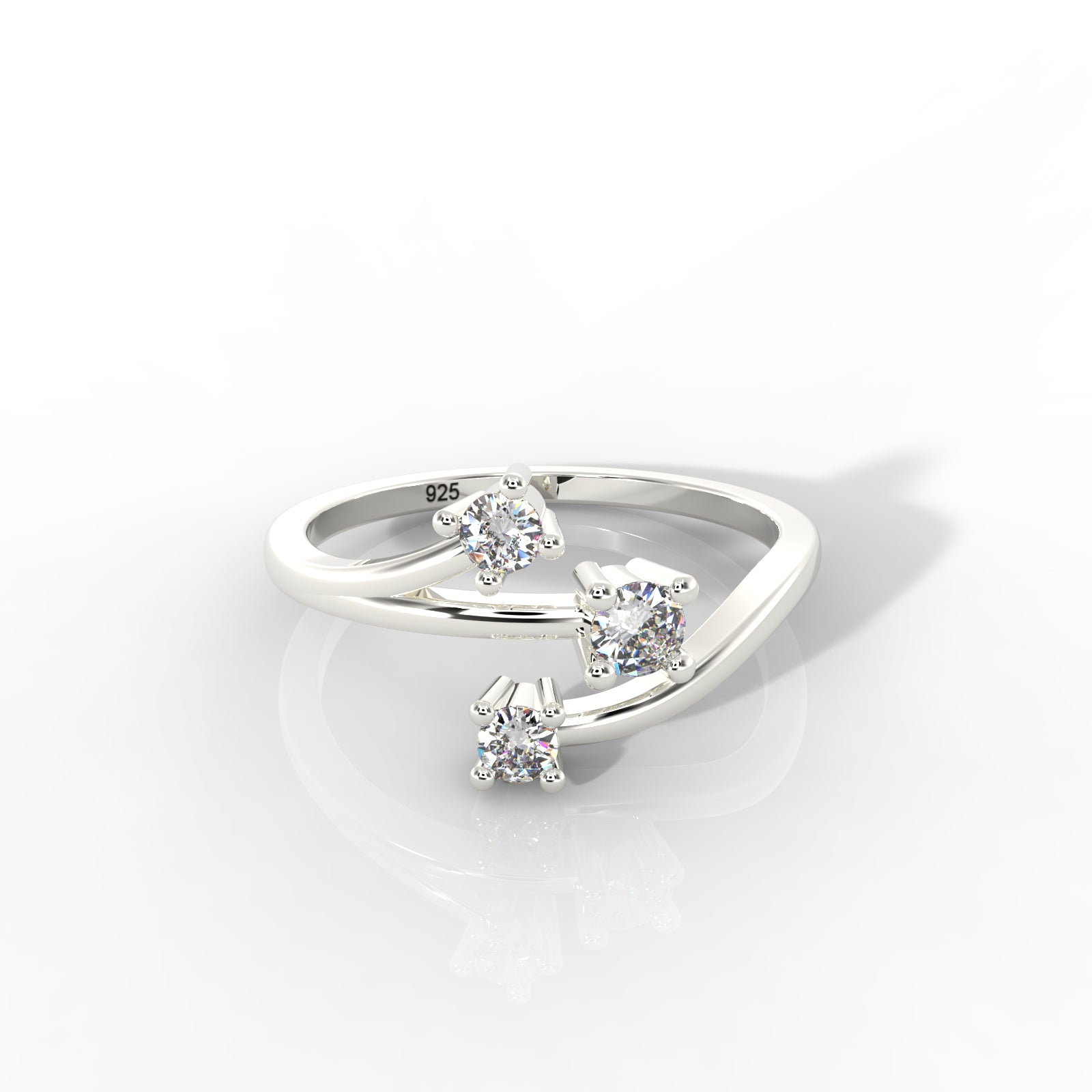 Nature Inspired Leaf Shaped Ring – Hallmarked 925 Sterling Silver White Gold Plated | Elegant & Earthy Jewelry