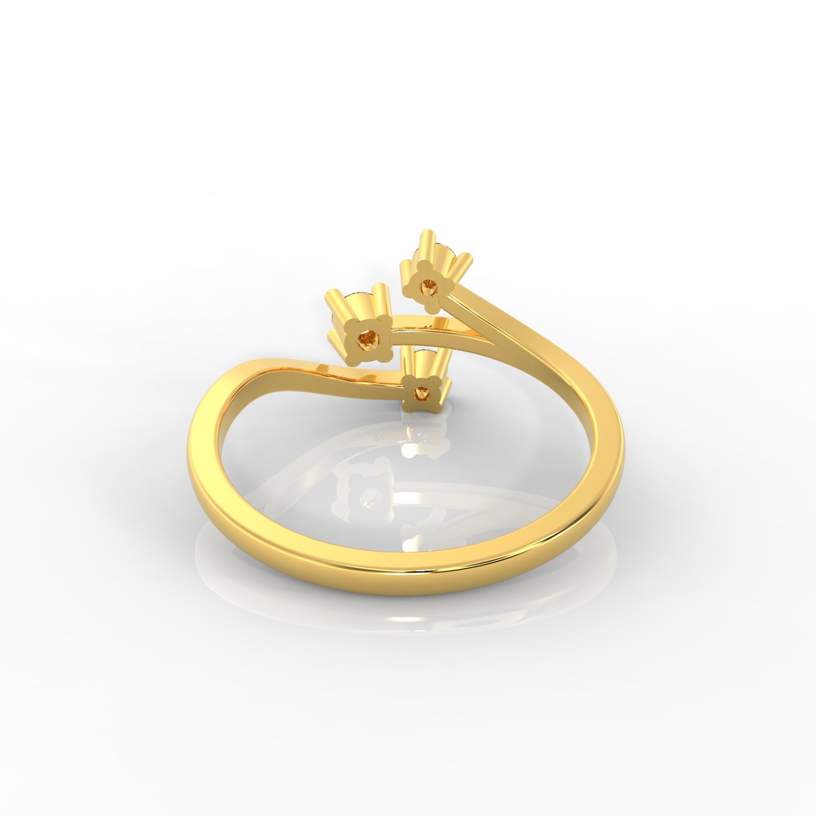 Nature Inspired Leaf Shaped Ring- Hallmarked 925 Sterling Silver Yellow Gold