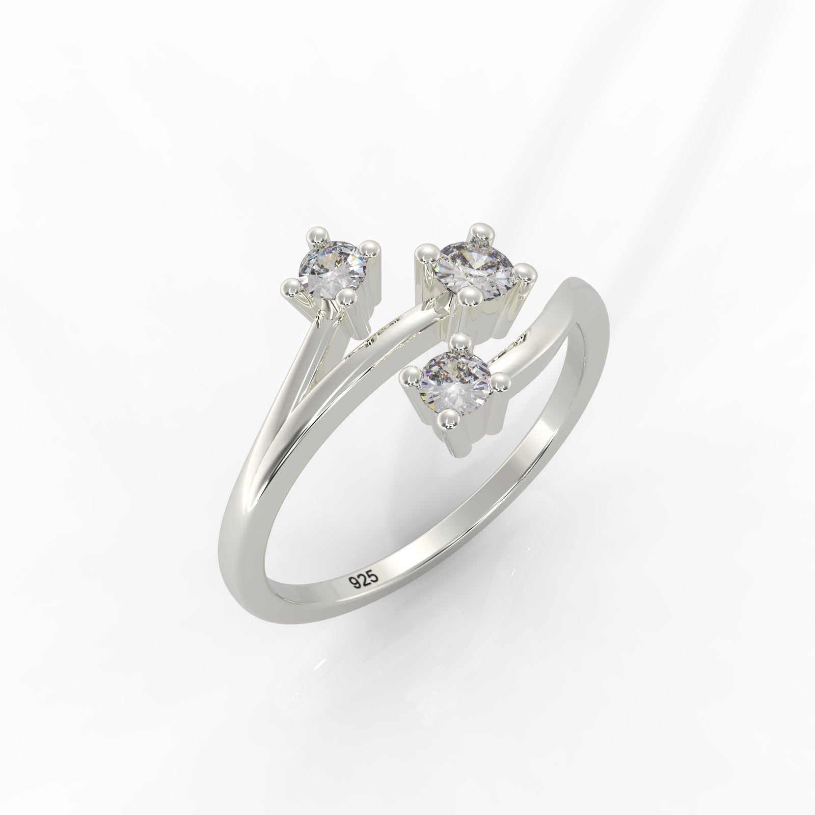 Nature Inspired Leaf Shaped Ring – Hallmarked 925 Sterling Silver White Gold Plated | Elegant & Earthy Jewelry