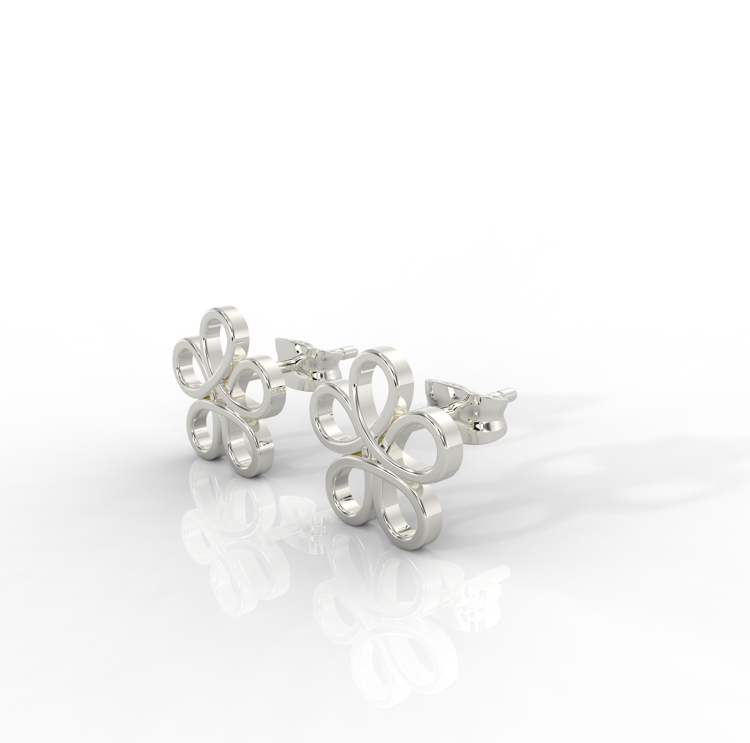 Modern Open Flower Stud Earrings For Her, Hallmarked 925 Sterling Silver