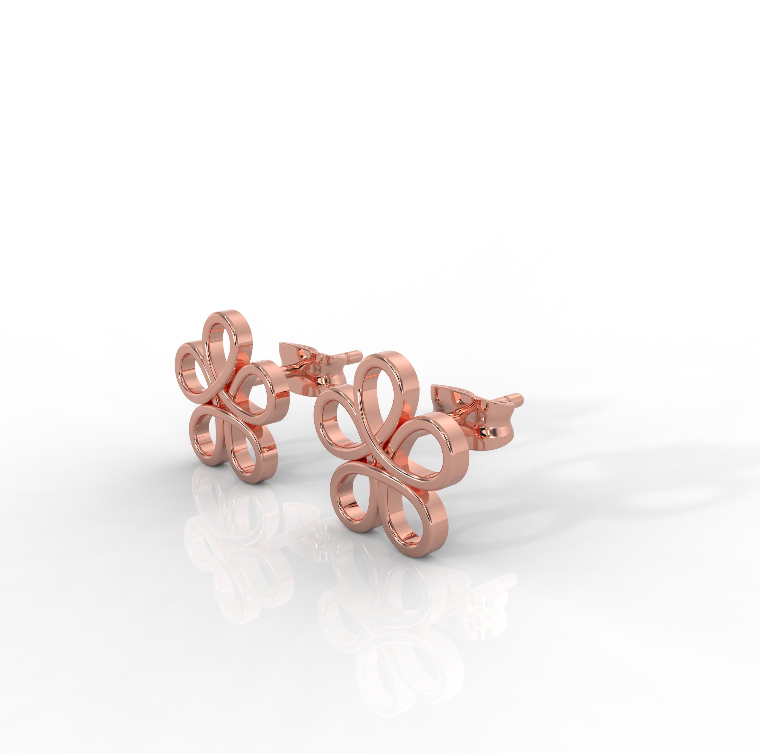 Modern Open Flower Stud Earrings For Her, Hallmarked 925 Sterling Silver