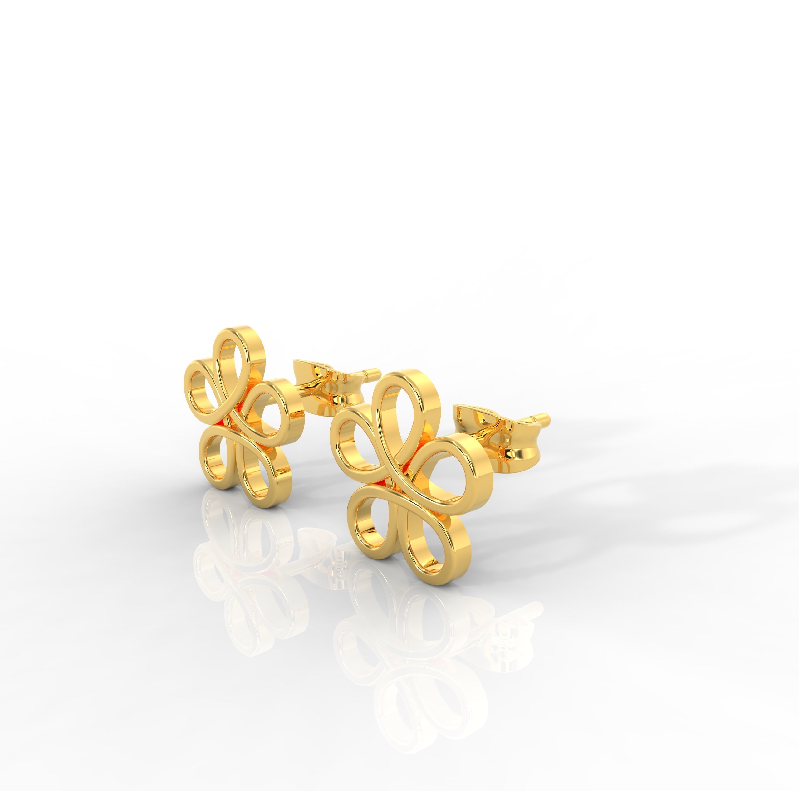 Modern Open Flower Stud Earrings For Her, Hallmarked 925 Sterling Silver