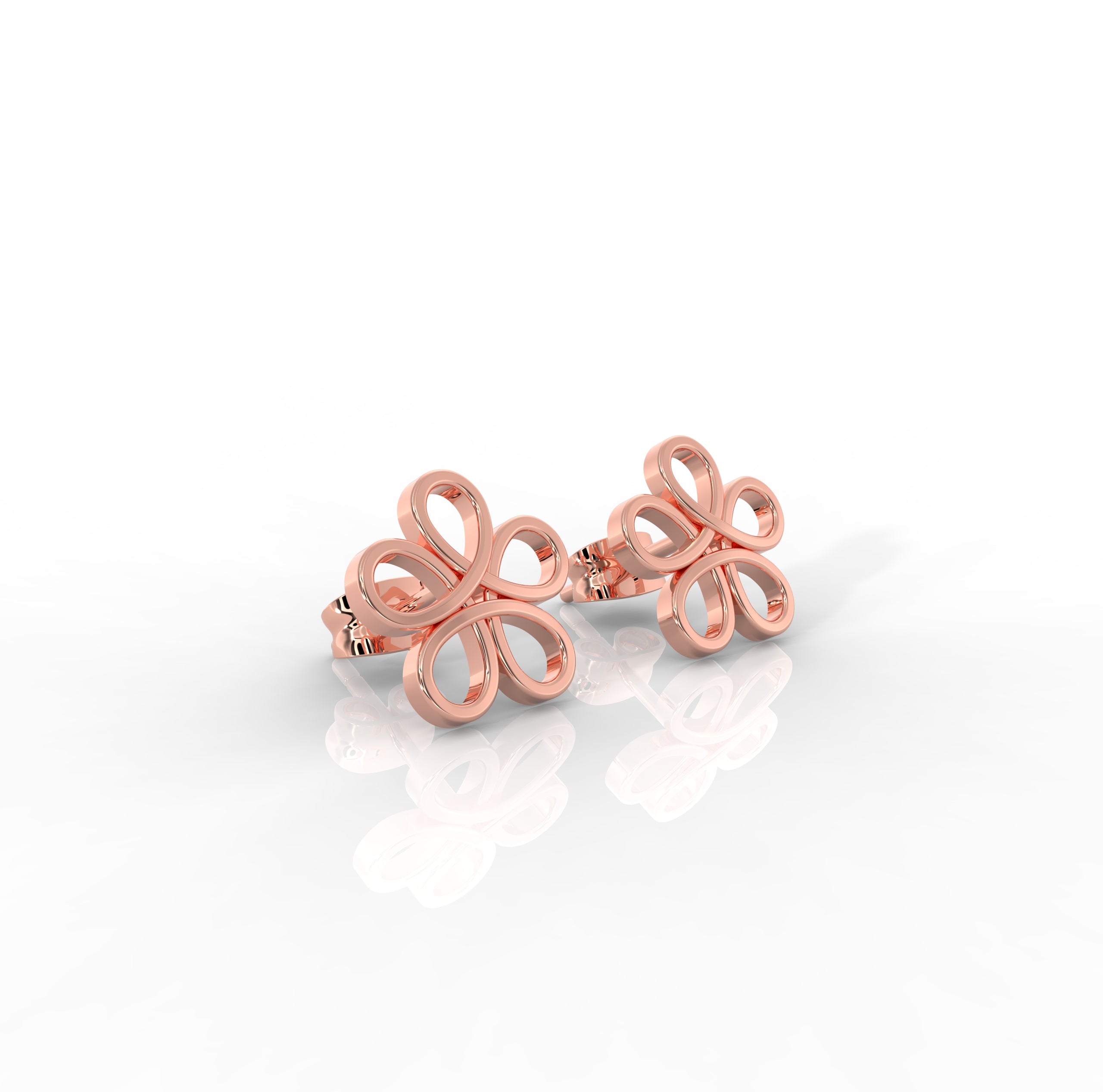 Modern Open Flower Stud Earrings For Her, Hallmarked 925 Sterling Silver